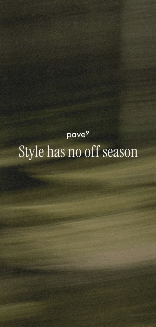 A promotional banner featuring the text 'Style has no off season' with the brand name Pave9.