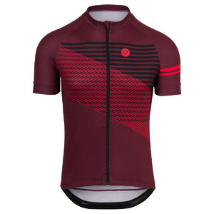 AGU Essential Striped Fietsshirt Korte Mouwen Donkerrood Heren