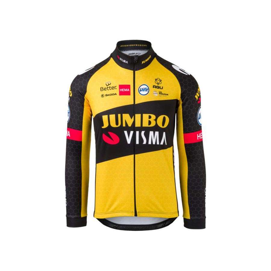AGU Jumbo-Visma Replica 2021 Fietsshirt Lange Mouwen Geel/Zwart Heren - Main Image