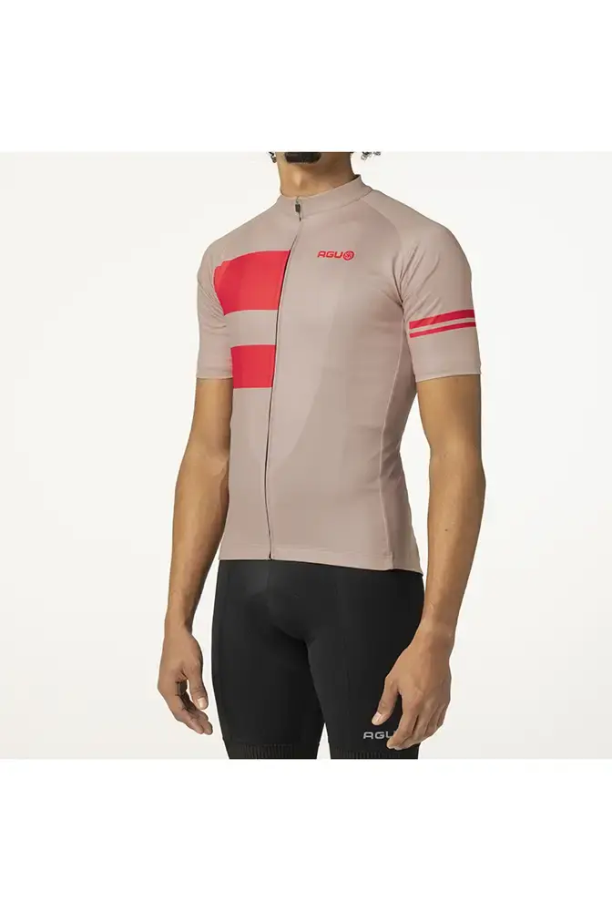 AGU Stripes Essential Fietsshirt Korte Mouwen Bruin/Oranje Heren