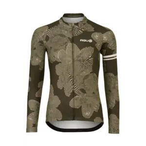 AGU Essential Striped Flower Fietsshirt Lange Mouwen Groen Dames