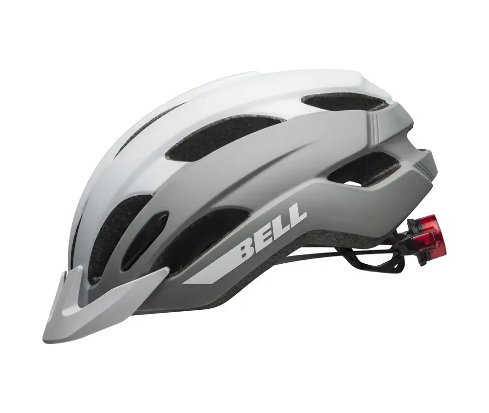 Bell Trace LED MTB Fietshelm Mat Wit/Zilver