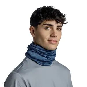 Buff Merino Lightweight Nekwarmer Blauw Melange