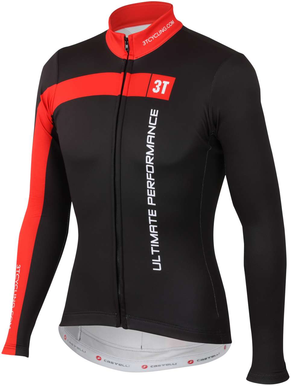Castelli 3T Team Thermo Fietsshirt Lange Mouwen Zwart/Rood Heren