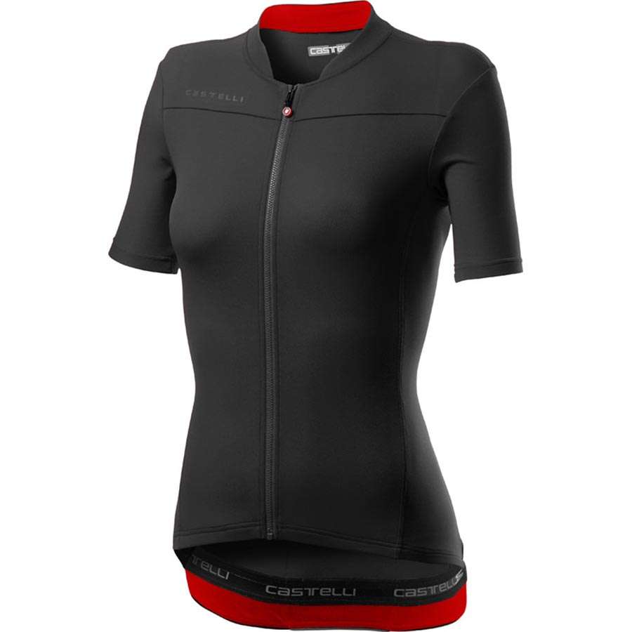 Castelli Anima 3 Fietsshirt Korte Mouwen Zwart/Rood Dames