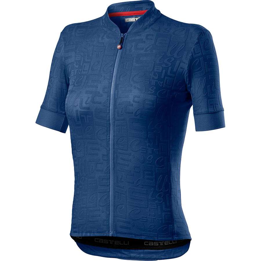 Castelli Promessa Jacquard Fietsshirt Korte Mouwen Donkerblauw Dames
