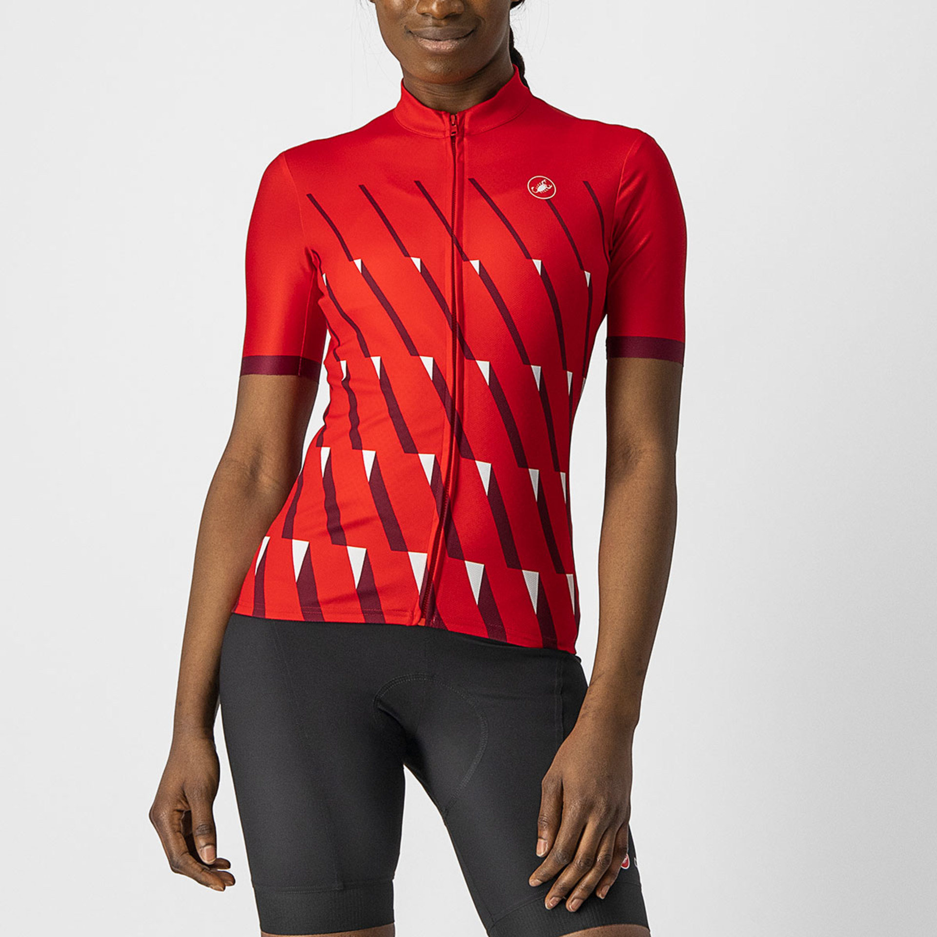 Castelli Pendio Fietsshirt Korte Mouwen Rood/Bordeauxrood/Wit Dames