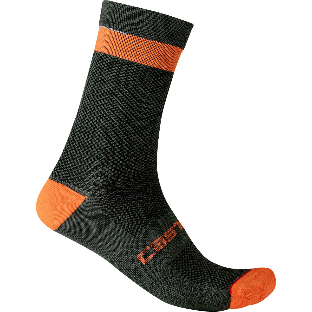 Castelli Alpha 18 Fietssokken Donkergroen/Oranje