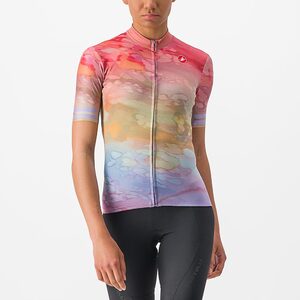 Castelli Marmo Fietsshirt Korte Mouwen Roze/Oranje/Blauw Dames