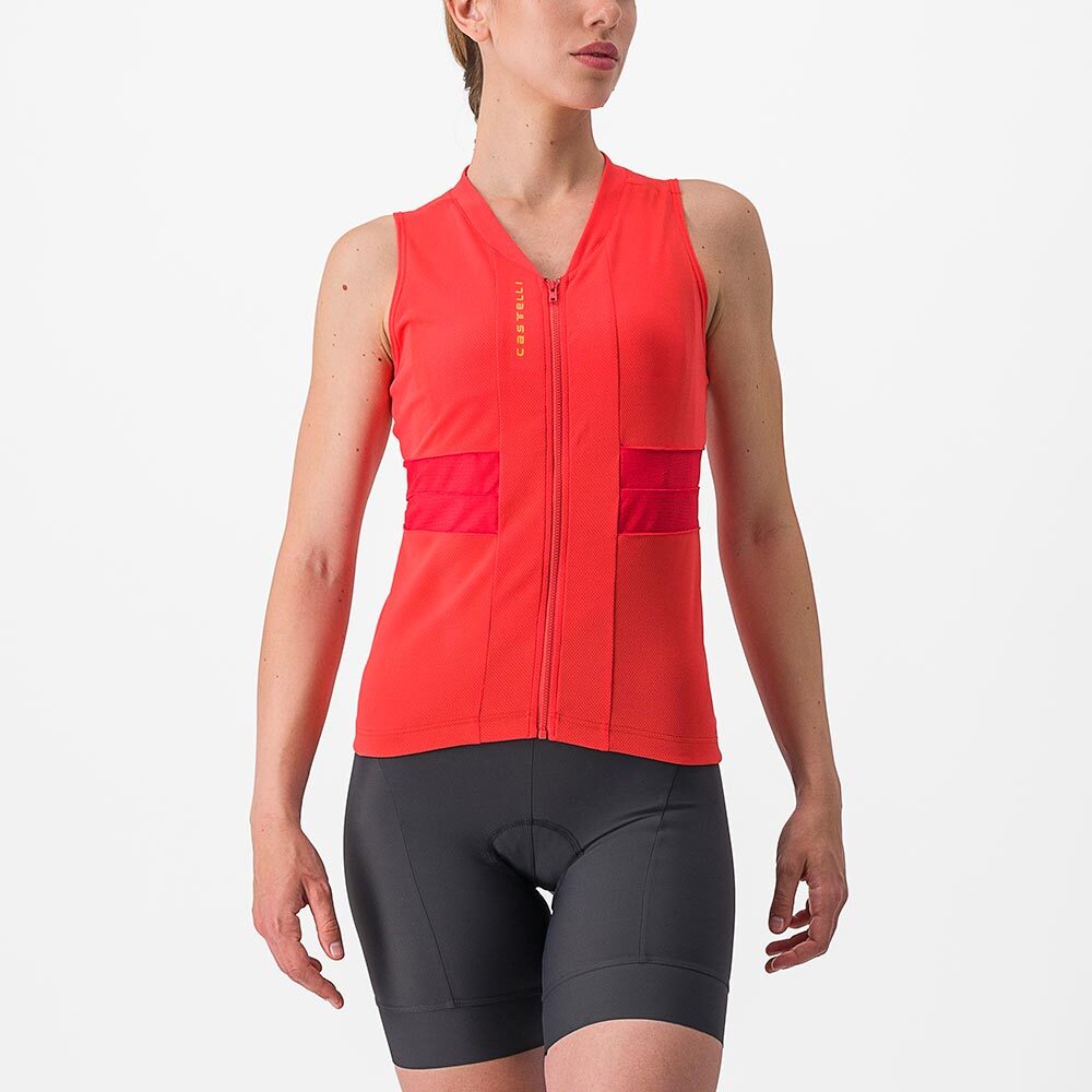 Castelli Anima 4 Fietsshirt Zonder Mouwen Roze/Oranje Dames