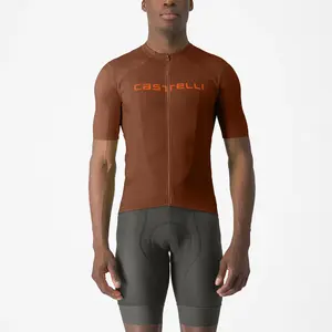 Castelli Prologo Lite Fietsshirt Korte Mouwen Bruin/Oranje Heren