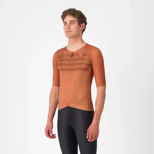 Castelli Aero Race 8S Fietsshirt Korte Mouwen Oranje Heren