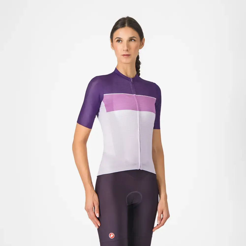 Castelli Elegante Fietsshirt Korte Mouwen Paars/Wit Dames