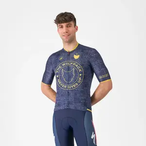 Castelli Espresso Wolfpack 1000 Victory Fietsshirt Korte Mouwen Blauw Heren