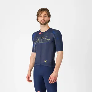 Castelli Aero 8S Remco Aero Bullet 8S Fietsshirt Korte Mouwen Blauw/Goud Heren