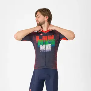 Castelli Competizione 3 Landismo Fietsshirt Korte Mouwen Blauw/Rood/Groen Heren