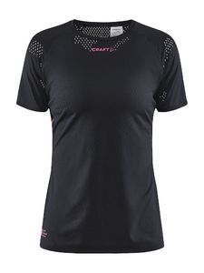 Craft CTM Distance Warp Mesh Hardloopshirt Korte Mouwen Zwart Dames