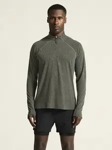 Craft Wool Hardloopshirt Lange Mouwen Zwart Melange Heren