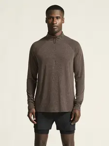 Craft Wool Hardloopshirt Lange Mouwen Bruin Melange Heren