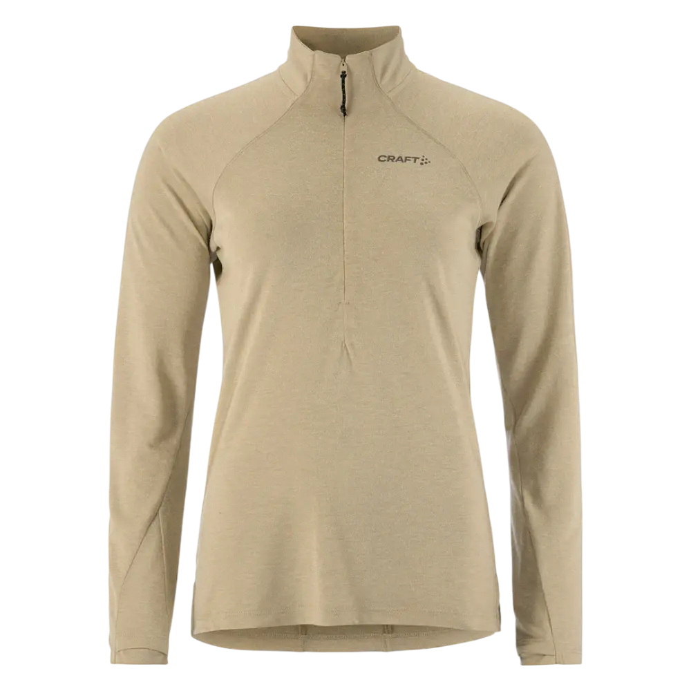 CRAFT Wool Hardloopshirt Lange Mouwen Lichtbruin Melange Dames