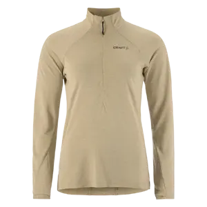 CRAFT Wool Hardloopshirt Lange Mouwen Lichtbruin Melange Dames