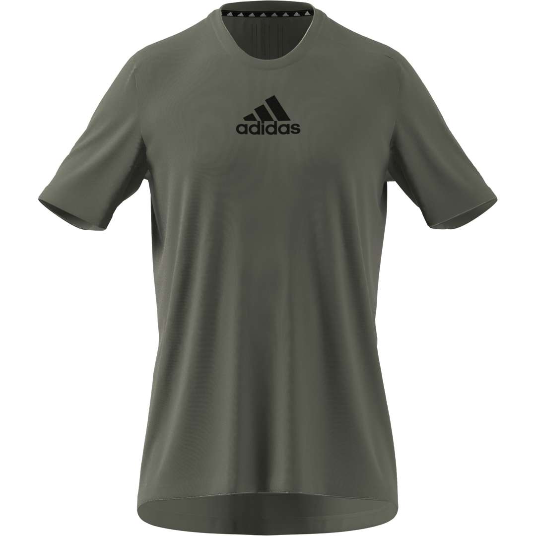 adidas 3 Stripes Back Hardloopshirt Korte Mouwen Donkergroen Heren