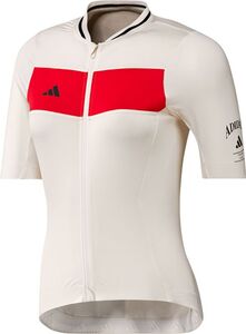 adidas Tempo 3-Stripes Legacy Fietsshirt Korte Mouwen Wit/Rood Dames