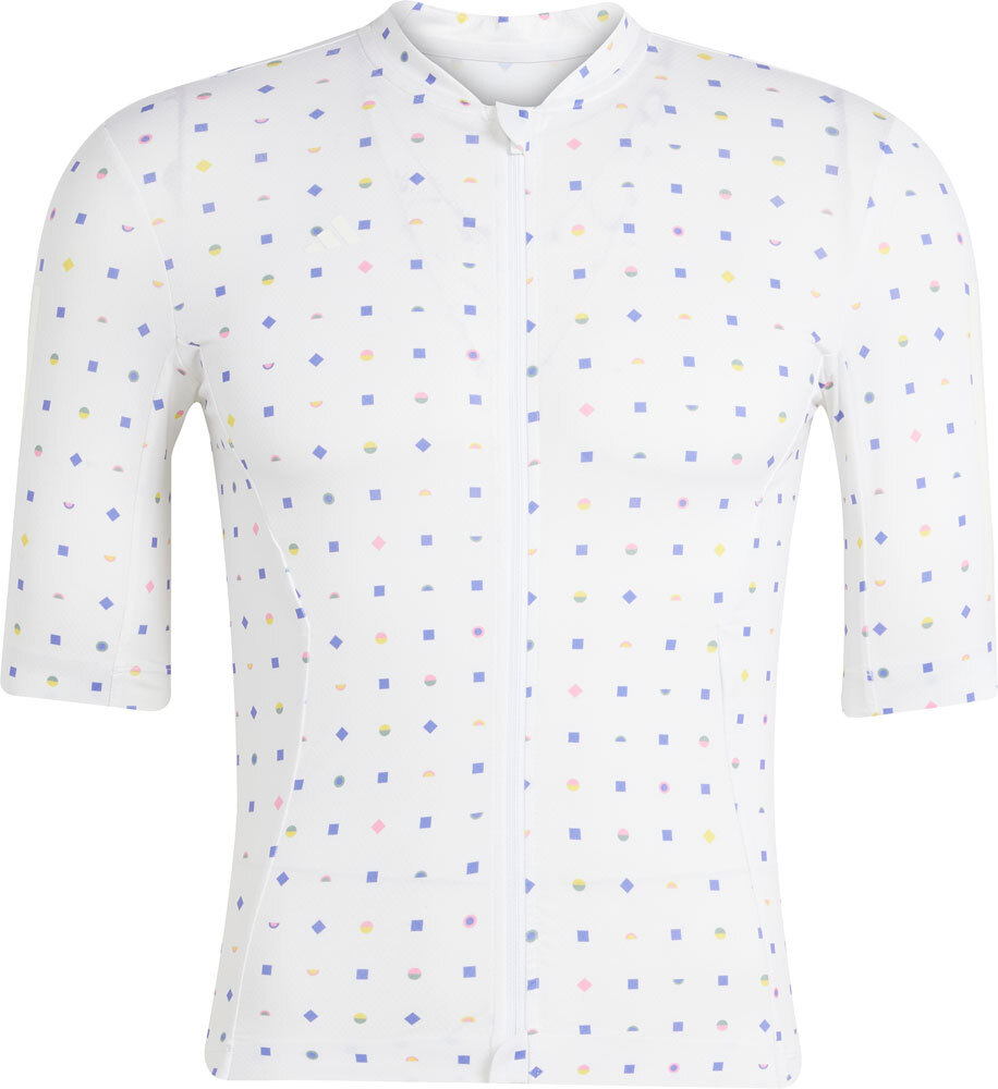 adidas Tempo 3-Stripes Mosaic Fietsshirt Korte Mouwen Wit Heren