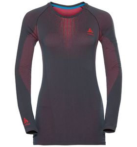 Odlo Performance Warm SUW Crew Neck Thermoshirt Lange Mouwen Paars/Grijs Da