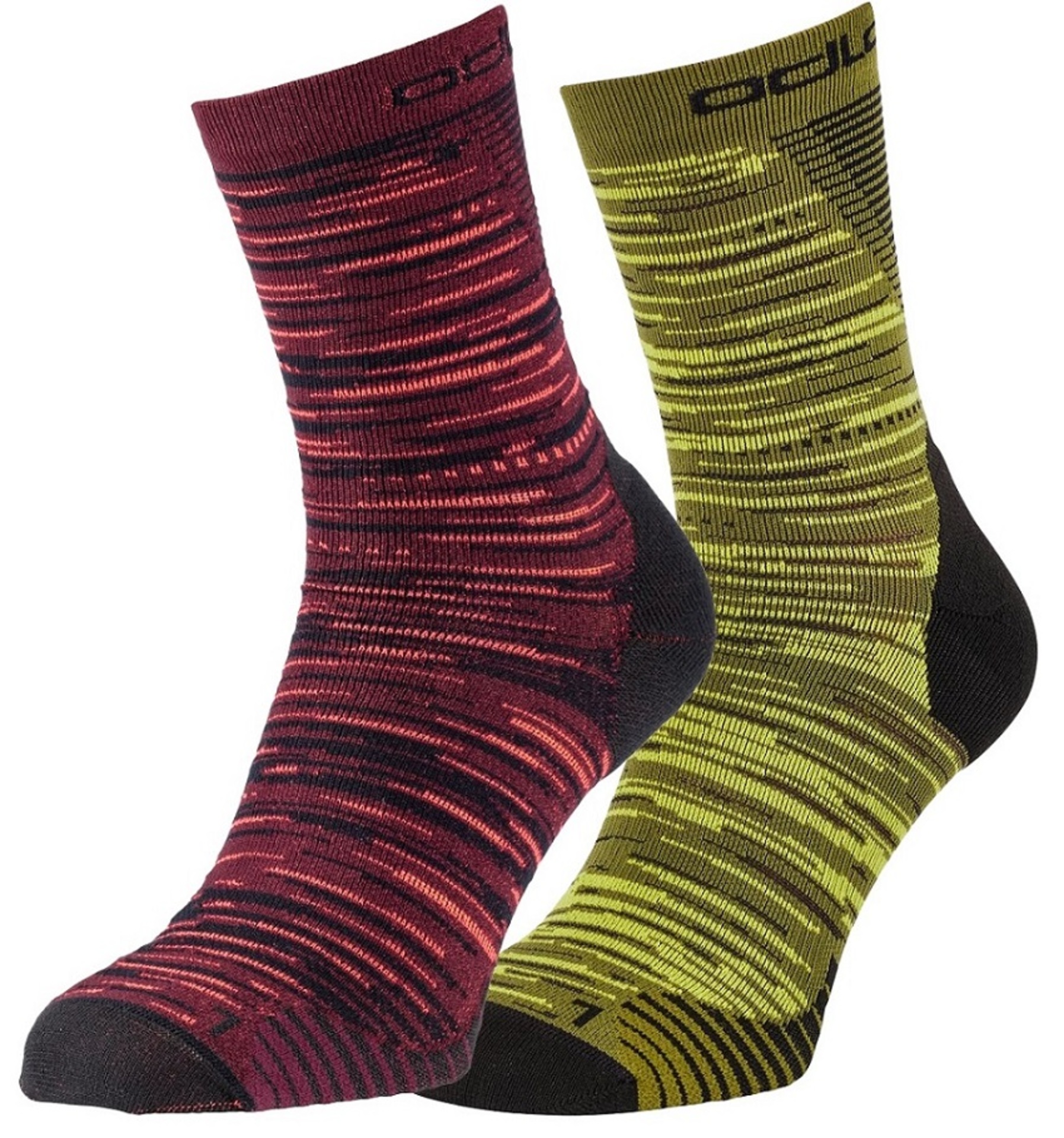 Odlo Ceramicool Run Graphic Micro Crew 2-pack Hardloopsokken Donkerrood/Gro