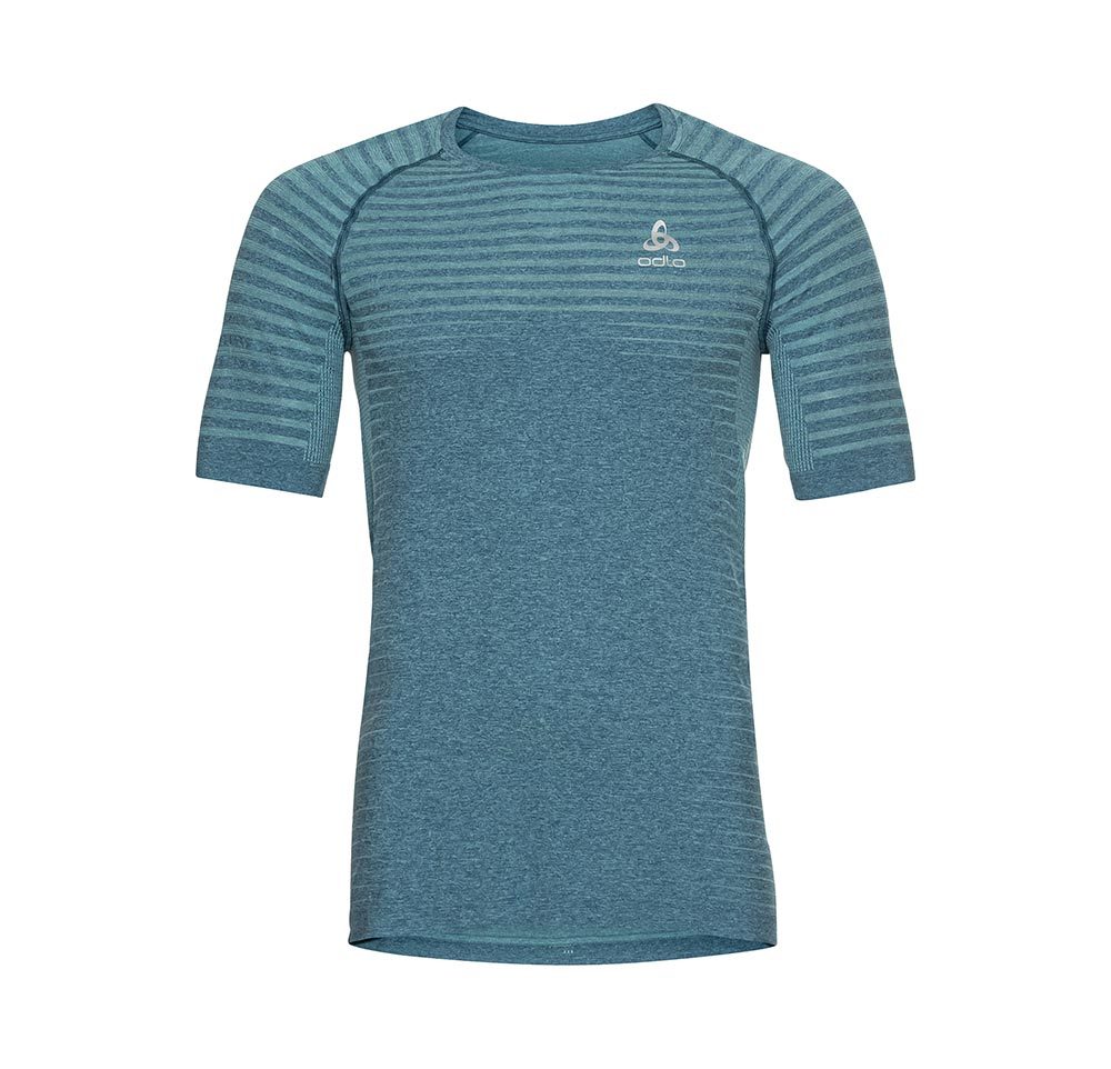 Odlo Essential Seamless Crew Neck Hardloopshirt Korte Mouwen Blauw Heren