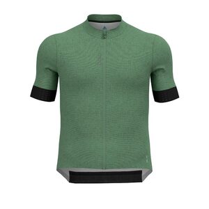 Odlo Zeroweight Full Zip Fietsshirt Korte Mouwen Groen/Zwart Heren