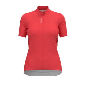 Odlo Zeroweight Chill-Tec Full Zip Fietsshirt Korte Mouwen Roze Dames