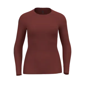 Odlo Active Warm Eco Crew Neck Thermoshirt Lange Mouwen Donkerrood Dames