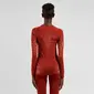 Odlo Performance Warm Eco Crew Thermoshirt Lange Mouwen Donkerrood Dames