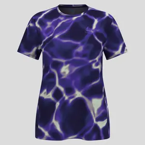 Odlo Zeroweight Chill-Tec Print CN Hardloopshirt Korte Mouwen Paars Dames