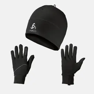Odlo Polyknit Muts met Intensity Light Hardloop Handschoenen Zwart/Zwart