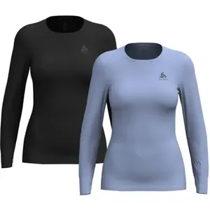 Odlo Active Warm BL Crew Thermoshirt Lange Mouwen Zwart/Blauw Dames 2-Pack