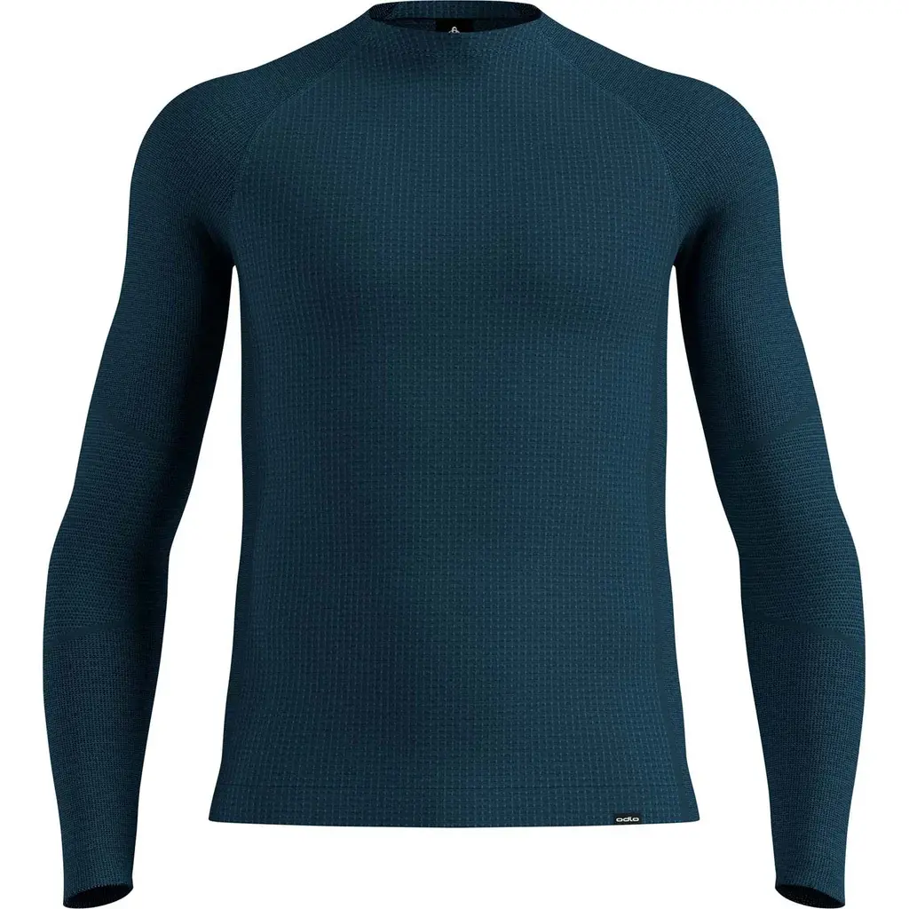 ODLO Seamless Performance Wool BL Crew Thermoshirt Lange Mouwen Blauw Heren