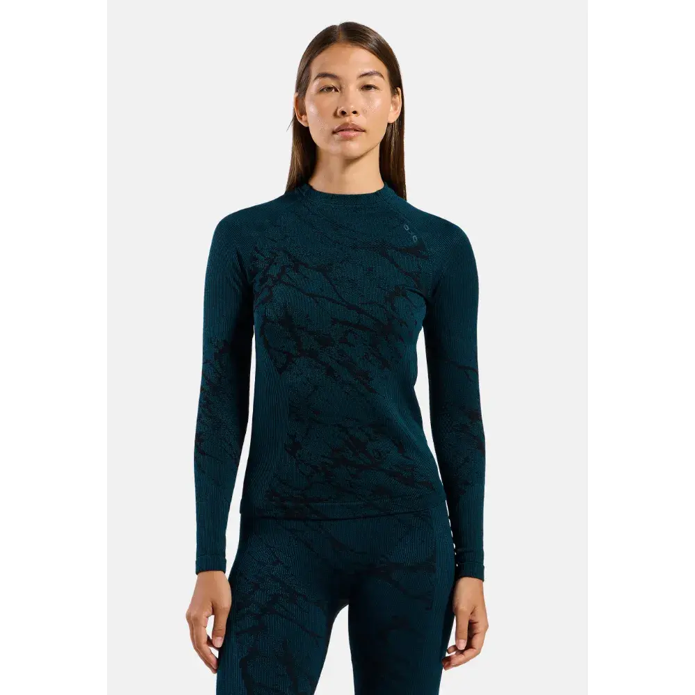 ODLO Performance Warm BL Crew Thermoshirt Lange Mouwen Blauw Dames