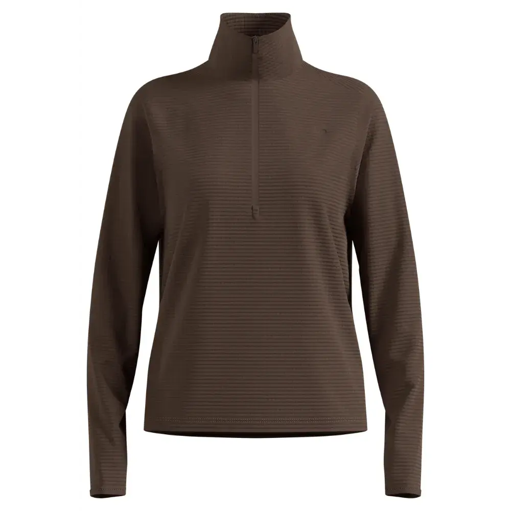 ODLO Thermal Midlayer 1/2 Zip Hardloopshirt Lange Mouwen Bruin Dames