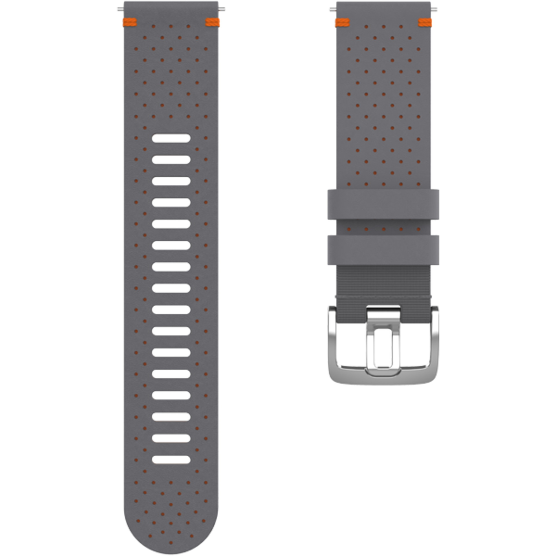 Polar Polsband 22MM Leer Grijs/Oranje M/L