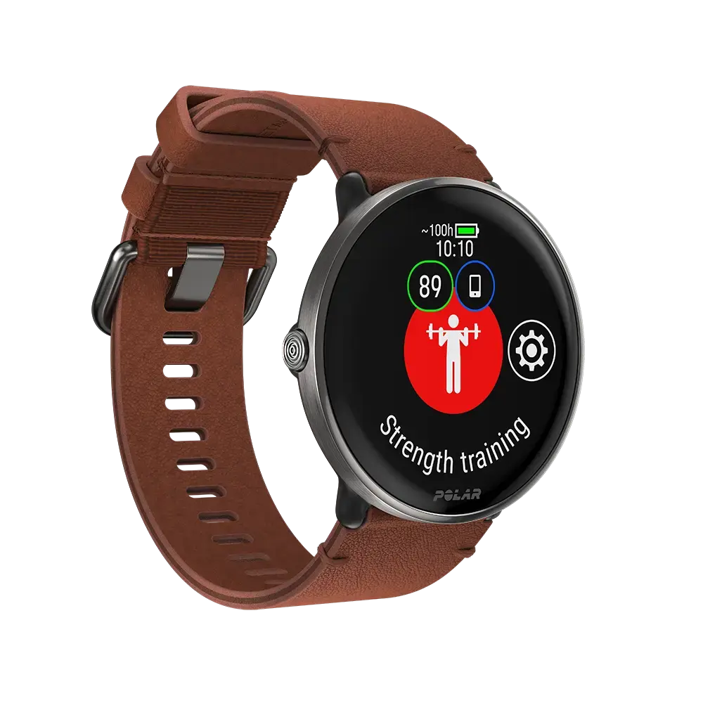 Polar Ignite 3 Titanium Leren Sporthorloge Brons M/L