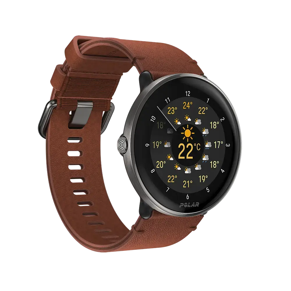 Polar Ignite 3 Titanium Leren Sporthorloge Brons M/L