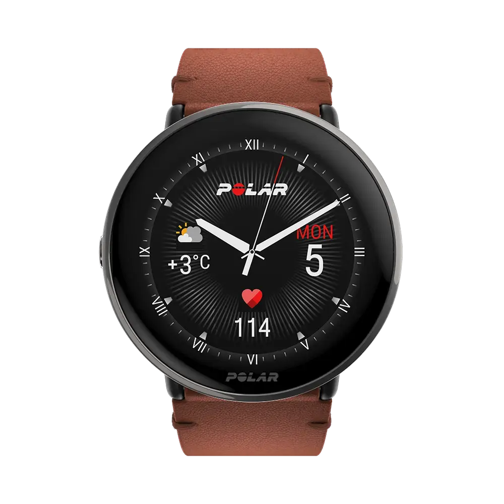 Polar Ignite 3 Titanium Leren Sporthorloge Brons M/L