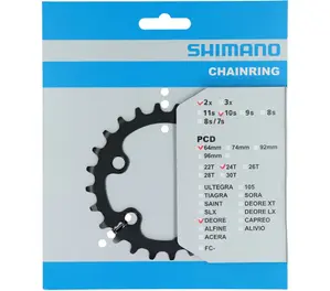Shimano Deore FC-M6000 Dubbel Kettingblad Zwart 10 Speed