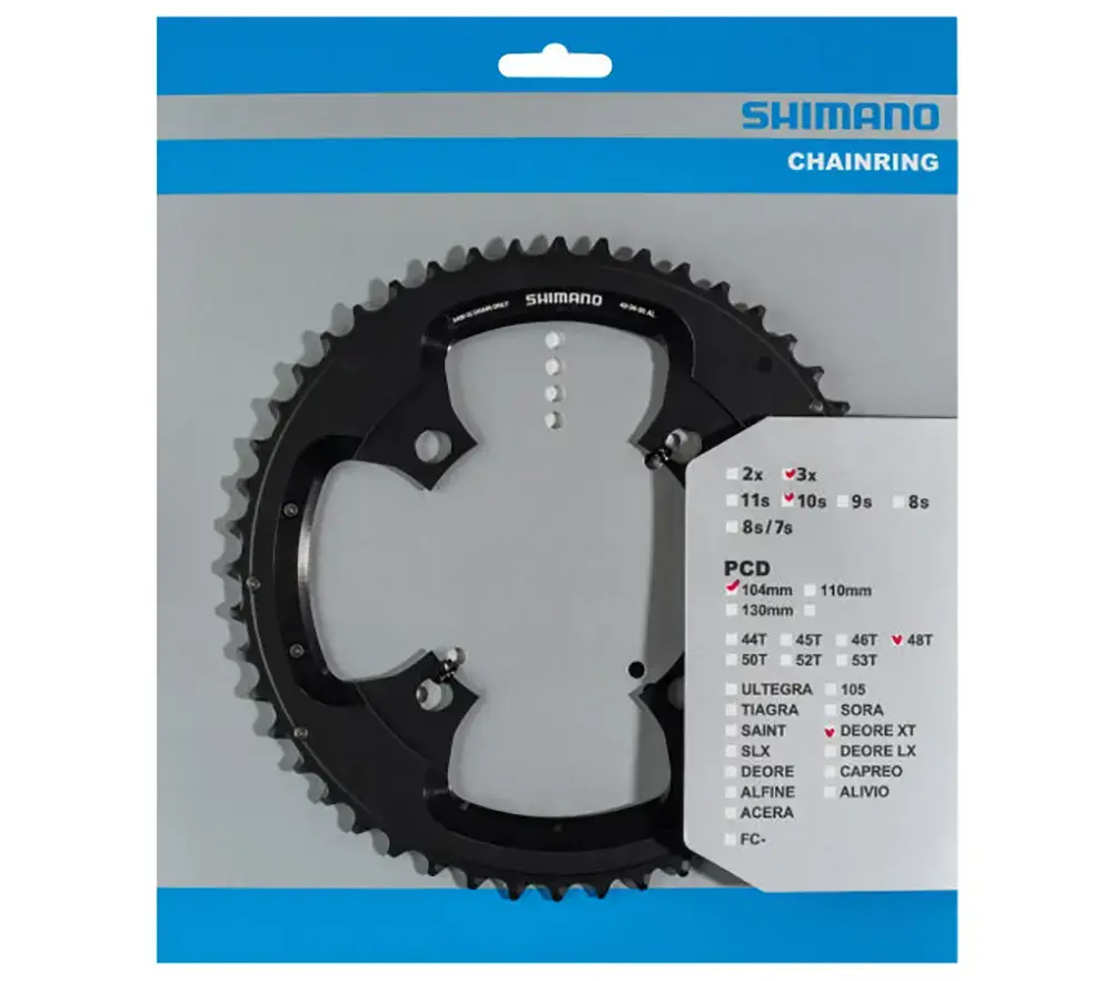Shimano Deore XT FC-T8000 Triple Kettingblad voor Beschermer Zwart 10 Speed