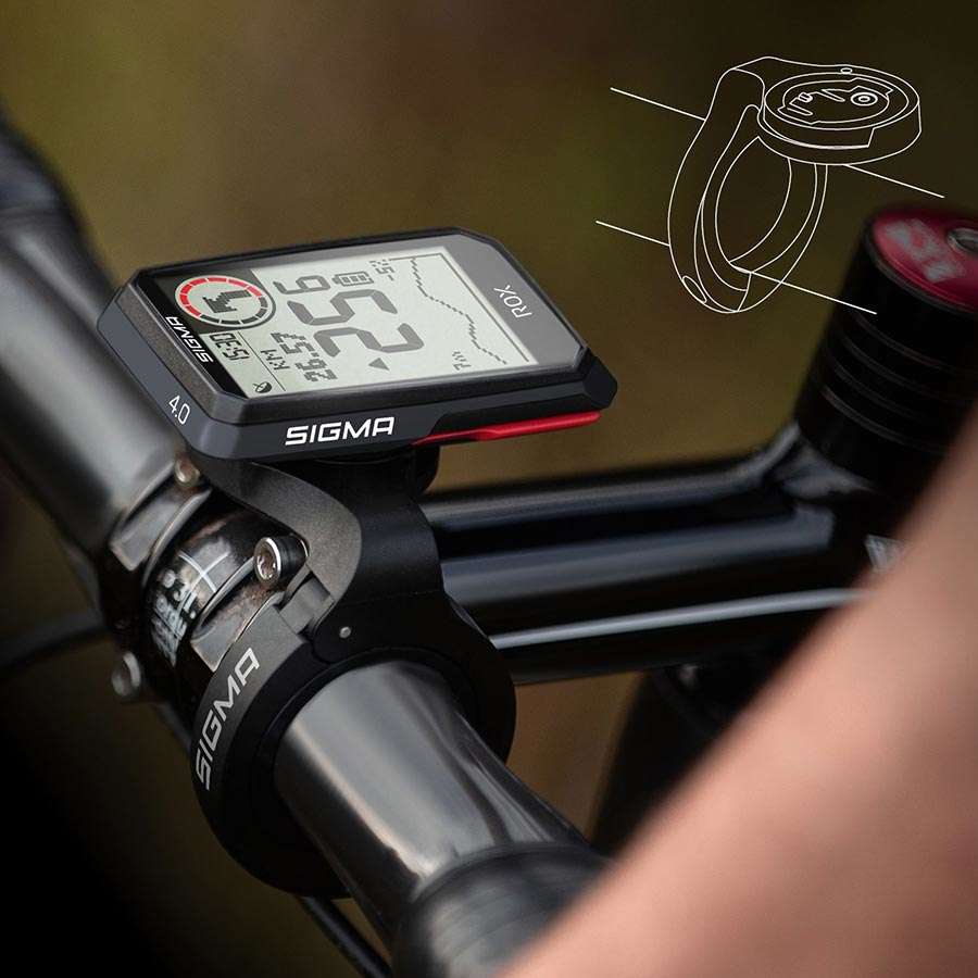 Sigma Sport ROX 4.0 Top Mount GPS Fietscomputer HR Cadans Snelheid Zwart