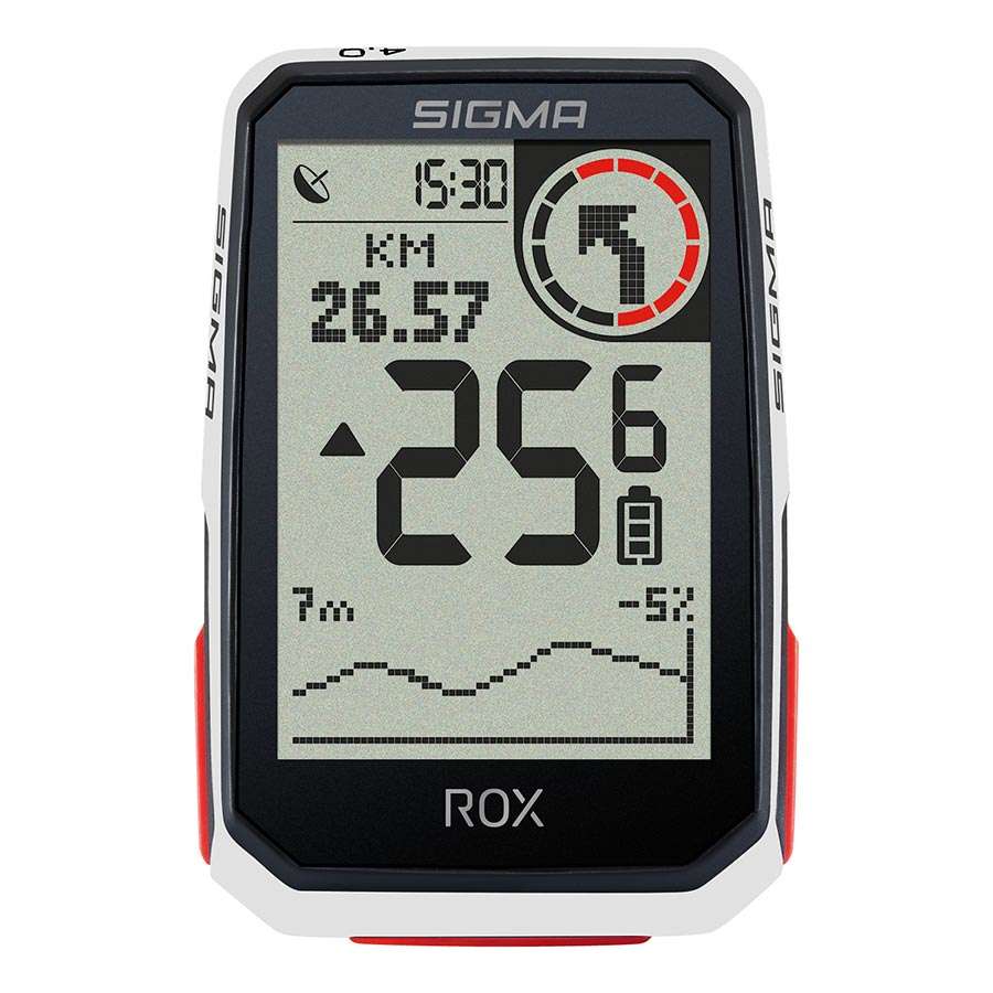 Sigma Sport ROX 4.0 Top Mount GPS Fietscomputer HR Cadans Snelheid Wit