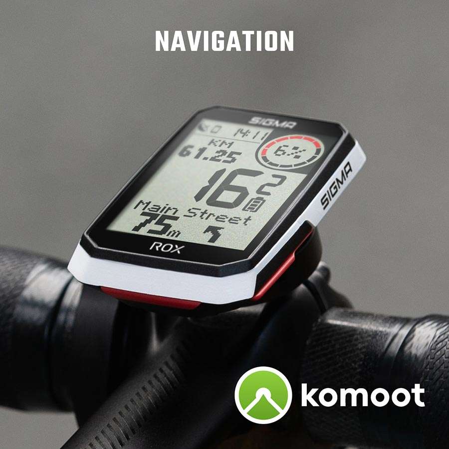 Sigma Sport ROX 4.0 Top Mount GPS Fietscomputer HR Cadans Snelheid Wit